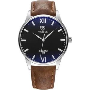 Yazole - heren horloge - bruin/ zwart  40 mm - I-deLuxe verpakking