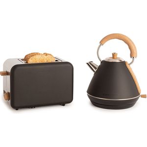 CREATE PACK - TOAST RETRO Broodrooster + KETTLE RETRO - dikke sneetjes-  1,7 liter-  6 vermogensniveaus - Zwart