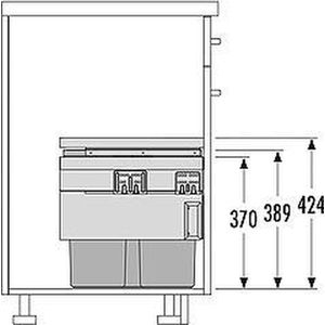 Hailo AS Cargo Synchro afvalsysteem front 44 liter grijs AE360853
