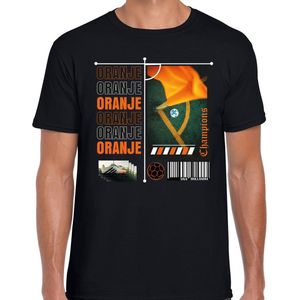 Bellatio Decorations Oranje supporter T-shirt heren - zwart - EK/WK voetbal supporter - Nederland XL