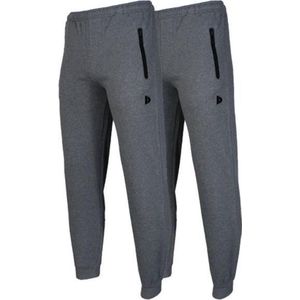 2- Pack Donnay Joggingbroek met elastiek - Sportbroek - Heren - Maat XXL - Zilvergrijs gemÃªleerd