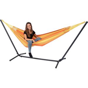 Hangmat met Standaard Eénpersoons 'Easy & Dream' Orange | Complete hangmatset | Bevestiging inclusief | 120 KG | 320 CM | Polycotton + Metaal | 1% For The Planet | Tropilex