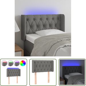 The Living Store Hoofdbord LED 83x16x78/88 cm stof donkergrijs - Hoofd Bord - Led Hoofdbord - Hoofdbord Grijs - Hoofdbord Met Led - Slaapkamersdecoratie