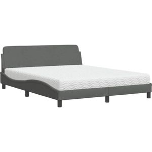 vidaXL - Bed - met - matras - stof - donkergrijs - 160x200 - cm