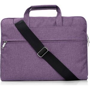 Mobigear Laptophoes geschikt voor Laptop | Mobigear Denim Zipper Schoudertas 12 inch Laptoptas - Paars