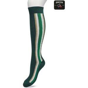 Bonnie Doon Dames Kniekousen Donker Groen maat 36/42 - Knie Kousen - Streep - Bies - Print - Uitstekend draagcomfort - Sporty Stripe Knee Sock - Kniesokken - Zakt niet af - OEKO-TEX - Donkergroen - Trekking Green - BP221704.380