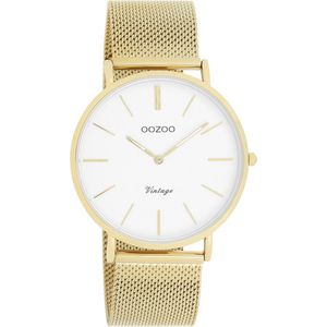 OOZOO Vintage series - goudkleurige horloge met goudkleurige metalen mesh armband - C9909 - Ø40