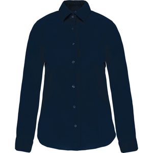 Blouse Dames S Kariban Lange mouw Navy 97% Katoen, 3% Elasthan