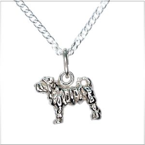 Shar Pei Puppy (mini) Hanger -merk COOLDOG™ in massief Zilver * inclusief ketting