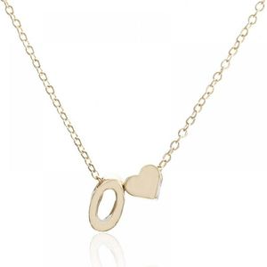 Initiaal Ketting met Letter O Goudkleurig - Met letter & Hartje! - Naam Ketting Cadeau - Geluksketting op Kaartje - Pax Amare