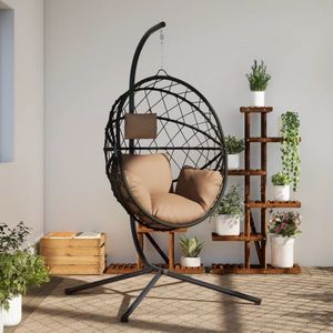 vidaXL - Hangstoel - Rattan - Staal - Taupe