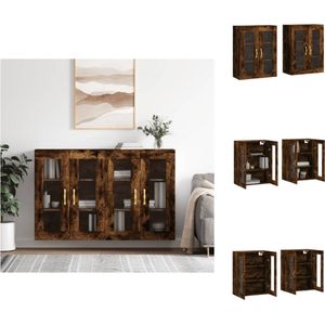 vidaXL Wandkast - Hangkast - 69.5 x 34 x 90 cm - Gerookt Eiken - Bewerkt Hout en Glas - Keukenkast