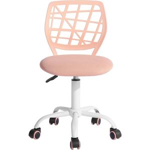 Bureaustoel in hoogte verstelbaar | Draaibare stoffen zitting | Ergonomische werkstoel zonder armleuning | Lichtroze