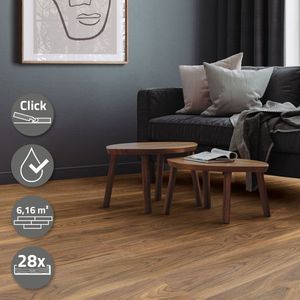 ML-Design Deluxe PVC vloeren, Click Vinyl planken, vinyl vloeren, 122 cm x 18 cm x 4,2 mm, dikte 4,2 mm, 6,16m²/28 planken, Outtrigger Eik, Bruin, antislip, waterbestendig, eenvoudige installatie