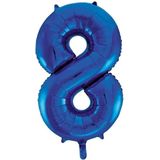 Cijfer 8 folie ballon blauw van 86 cm