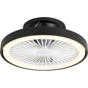 QAZQA dave - Dimbare LED Smart Plafondventilator met Verlichting | Lamp en Afstandsbediening - 1 lichts - Ø 54 cm - Zwart - Woonkamer | Slaapkamer | Keuken