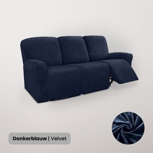 BankhoesDiscounter Velvet Recliner Fauteuil Hoes – Relaxzetel – Relax Sofa Hoes – Bankbeschermer – Zetel Hoes - Sofa Cover - M3 (175-231cm) - Donkerblauw