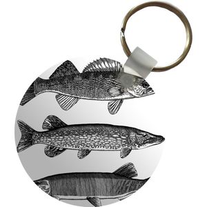 Sleutelhanger - Een illustratie van drie vissen - Plastic - Rond - Uitdeelcadeautjes
