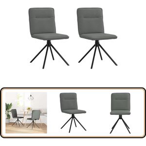 vidaXL Eetkamerstoelen - Set van 2 - Donkergrijs Eettafelstoel - Eetkamerstoel - Donkere Stoel - Comfortabele Stoel - Draaibare Stoel