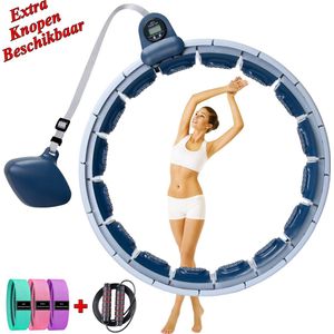 BITEYZ Hoelahoep Fitness, Hoela hoep, Hoelahoeps, Smart Hula Hoop, Slimme Hoelahoop Fitness, Cerceau Hula Hoop, Fitness Hoelahoep Volwassenen, Verstelbare Hoelahoep met Gewicht, Weighted Hula Hoop voor Gewichtsverlies en Fitheid (Blauw) - (Bundel)