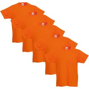 Fruit of the Loom Original Kids T-shirt 5 stuks oranje maat 164