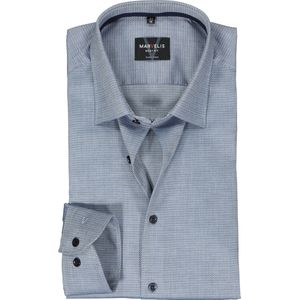 MARVELIS body fit overhemd - structuur - donkerblauw mini dessin - Strijkvriendelijk - Boordmaat: 38