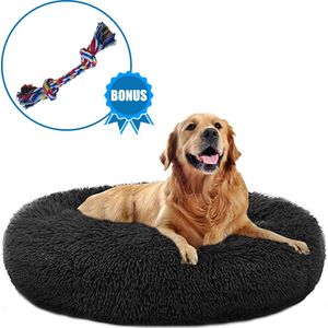 Pawzle Hondenmand - Donut Hondenkussen - Kattenmand - Bed voor Honden & Katten - Wasbaar - 100cm - Zwart