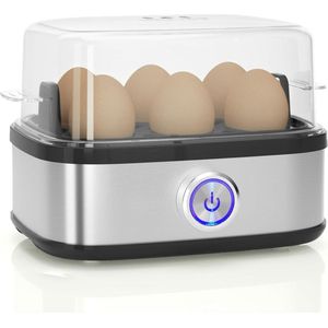 DiverseGoods Eierkoker, 400W Compact Egg Cooker Multi-Functional, 6-eieren gemakkelijk te pellen, zacht, medium, hard gekookt, Poacher, stomer, zoemer, indicatielampje, roestvrij staal