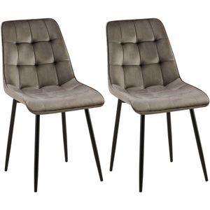 CLP Gifford Set van 2 eetkamerstoelen - klassiek - zonder armleuning - Velvet - fluweel - Fluweel/antraciet