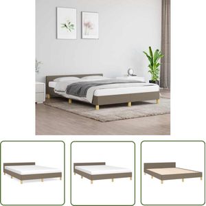 vidaXL Bedframe - Taupe - 140x190 cm - Stof Bed Frame - Boxspring - Tweepersoonsbed - Stapelbare Bedden - Houten Bed