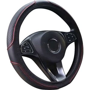 Kasey Products - Stuurhoes Auto - Voor 36-38 cm Stuurwiel - Geruit Zwart Met Rood