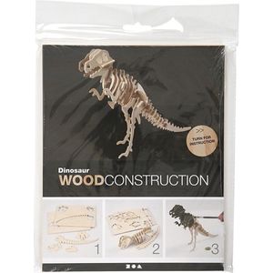 3D puzzel dinosaurus velociraptor hout - 3D dino bouw speelgoed - 33 x 8 x 23 cm