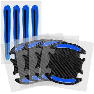 kwmobile 8x universele bescherming voor auto deurklink - Zelfklevende sticker voor auto deurhendel in zwart / blauw - 9,1 x 8,3 + 13 x 1,7 cm