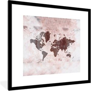 Fotolijst incl. Poster - Wereldkaart - Bloem - Paars - 40x40 cm - Posterlijst