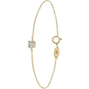 Lucardi Dames armband met zirkonia - 14 karaat goud - Armband met hanger - Cadeau - Moederdag - 19 cm - Geelgoud