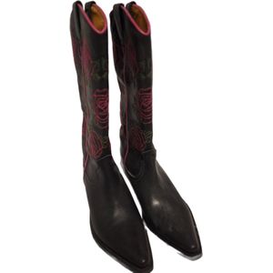MAG-LEATHER WESTERN BOOTS-BLACK-SIZE 36