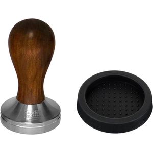 scarlet espresso | Tamper ""Classic"" voor barista; met ergonomische handgreep van kostbaar hout en een nauwkeurig vervaardigde roestvrijstalen basis.