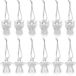 12 x engel kersthangers helder engeltje glas mini hanger kerstversiering ornamenten decoratie voor doop Kerstmis kerstboom