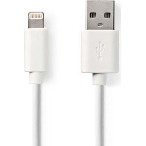 Nedis Lightning Kabel - USB 2.0 - Apple Lightning 8-Pins - USB-A Male - 480 Mbps - Vernikkeld - 1.00 m - Rond - PVC - Wit - Doos