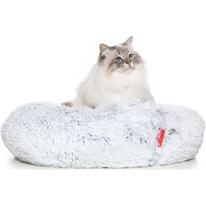 Snoozle Kattenmand - Superzacht en Luxe - Fluffy - Rond - Wasbaar - 100cm - XXL - Wolf Grey