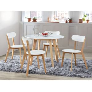 Ronde tafel COLETTE - 4 personen - massief hevea en MDF - wit L 100 cm x H 75 cm x D 100 cm