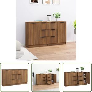 The Living Store Dressoir Brown Oak - Set van 2 - 60x30x70cm (BxDxH)