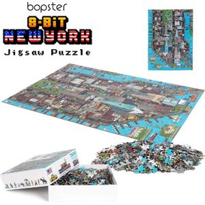 Bopster - New York puzzel - 500 stukjes - 51x36cm - geweldig 8-bit design - ontdek alle bekende gebouwen