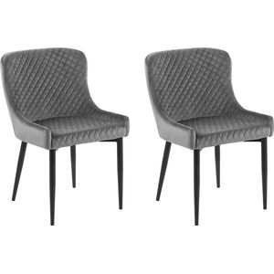 Set van 2 eetkamerstoelen SOLANO Fluweel Grijs