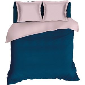 Romanette Comtesse - Flanel - Dekbedovertrek - Eenpersoons - 140x200/220 cm + 1 kussensloop 60x70 cm - Teal/Rose