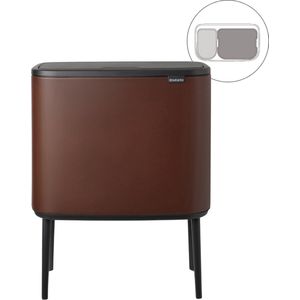 Brabantia Bo Touch Bin Prullenbak - 11 + 23 liter - Afvalscheiding - Mineral Cosy Brown