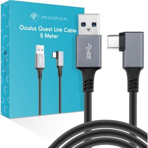 iMoshion Geschikt voor Oculus Quest 1, 2 en Meta Quest 3 Link kabel 5 Meter - Supersnelle data overdracht dankzij USB 3.2 - USB C naar USB A Kabel VR Bril - Zwart