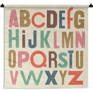 Wandkleed Alfabet  - Vintage illustratie van het alfabet Wandkleed katoen 150x150 cm - Wandtapijt met foto