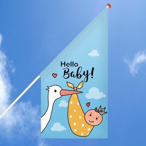Geboortevlag ooievaar blauw - Vlaggen - Kioskvlag - Geboorte - Jongen - Baby - Zolief