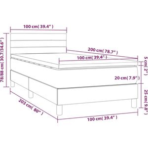 vidaXL Boxspring met matras fluweel donkergrijs 100x200 cm